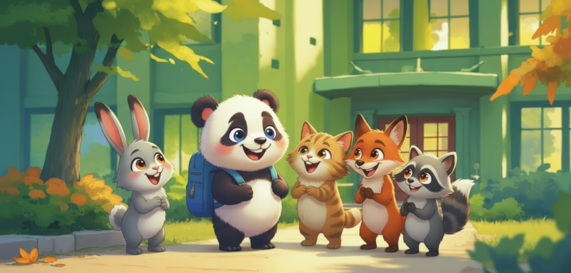 Panda Kiki und Freunde lachen